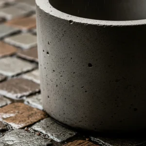 Maceta de concreto artesanal expuesta a la intemperie demostrando durabilidad macetas de concreto